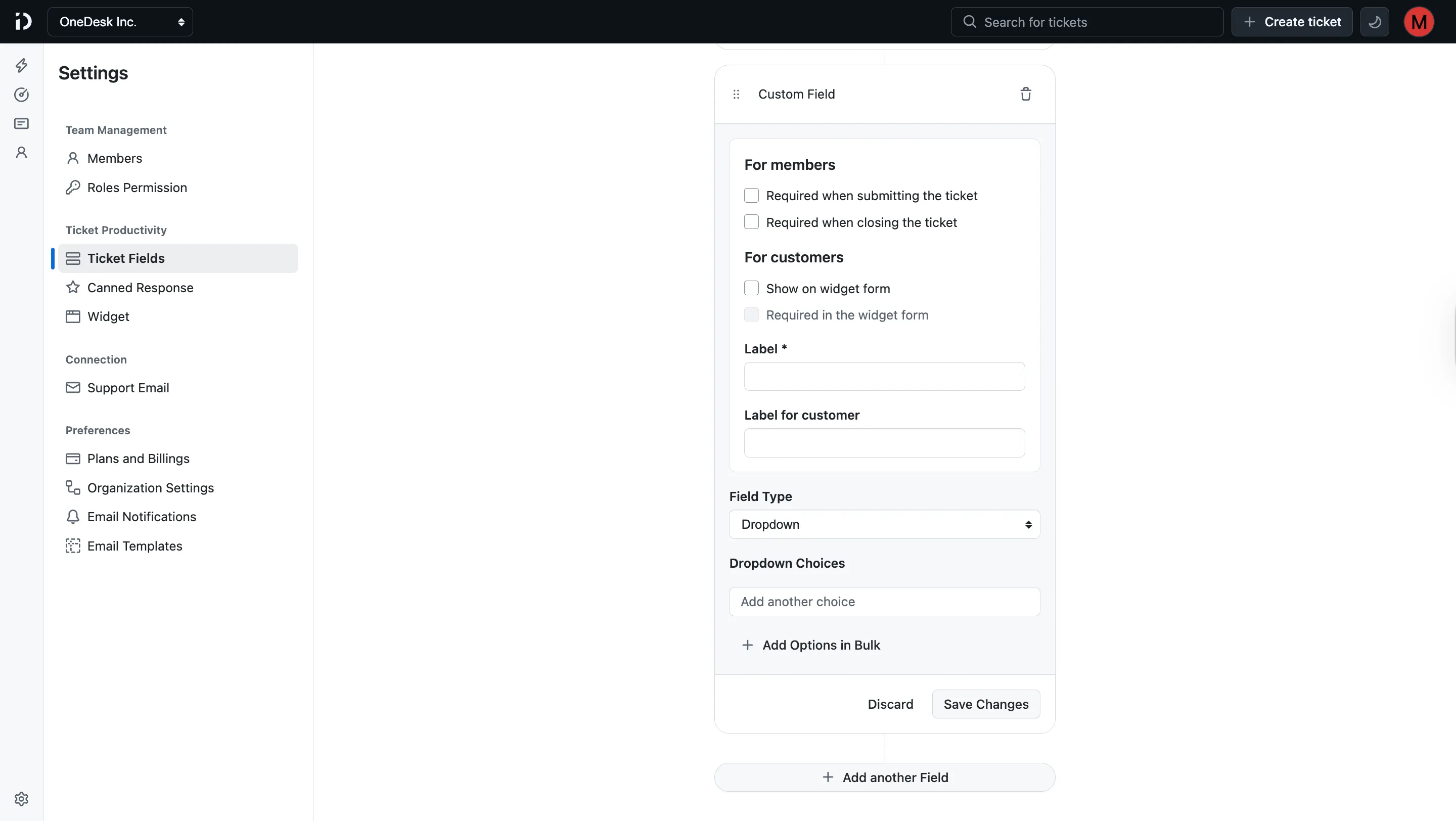 Custom Field Configuration
