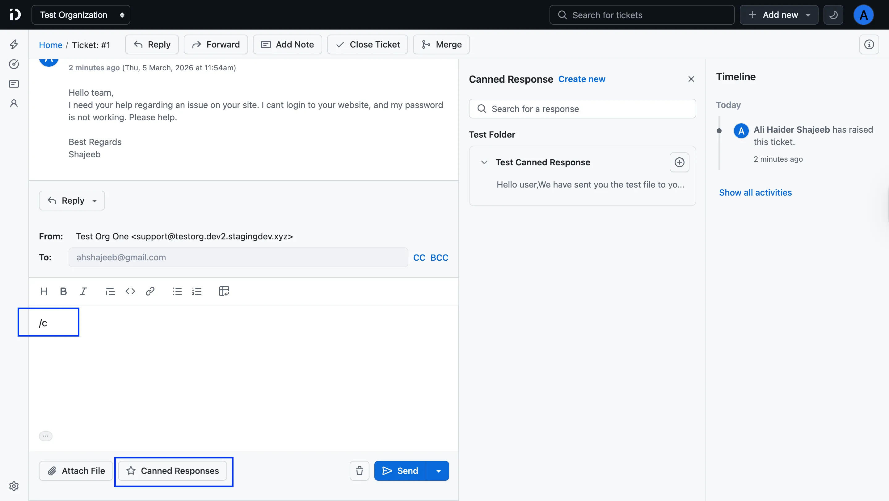 Insert Canned Response