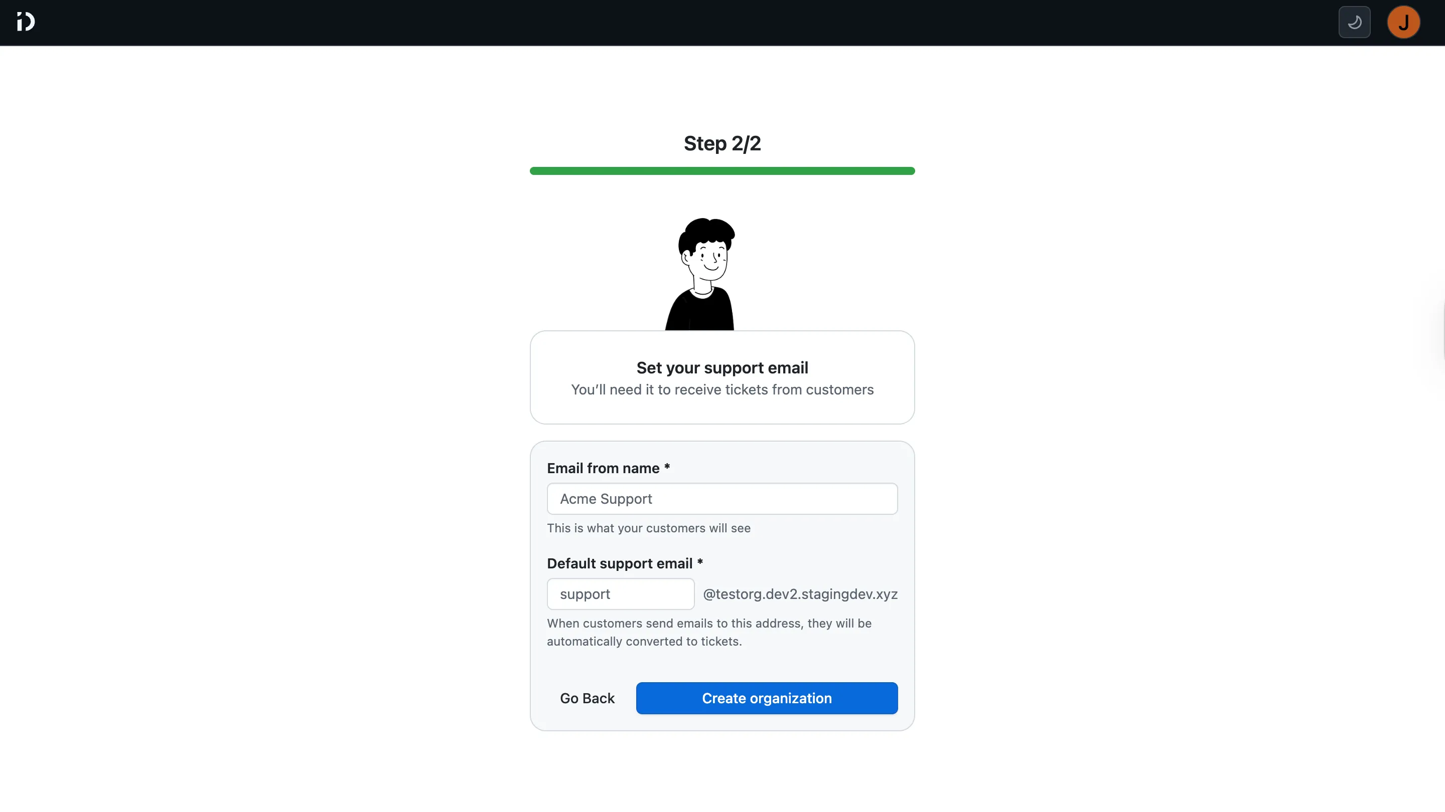 Create Organization Step Two