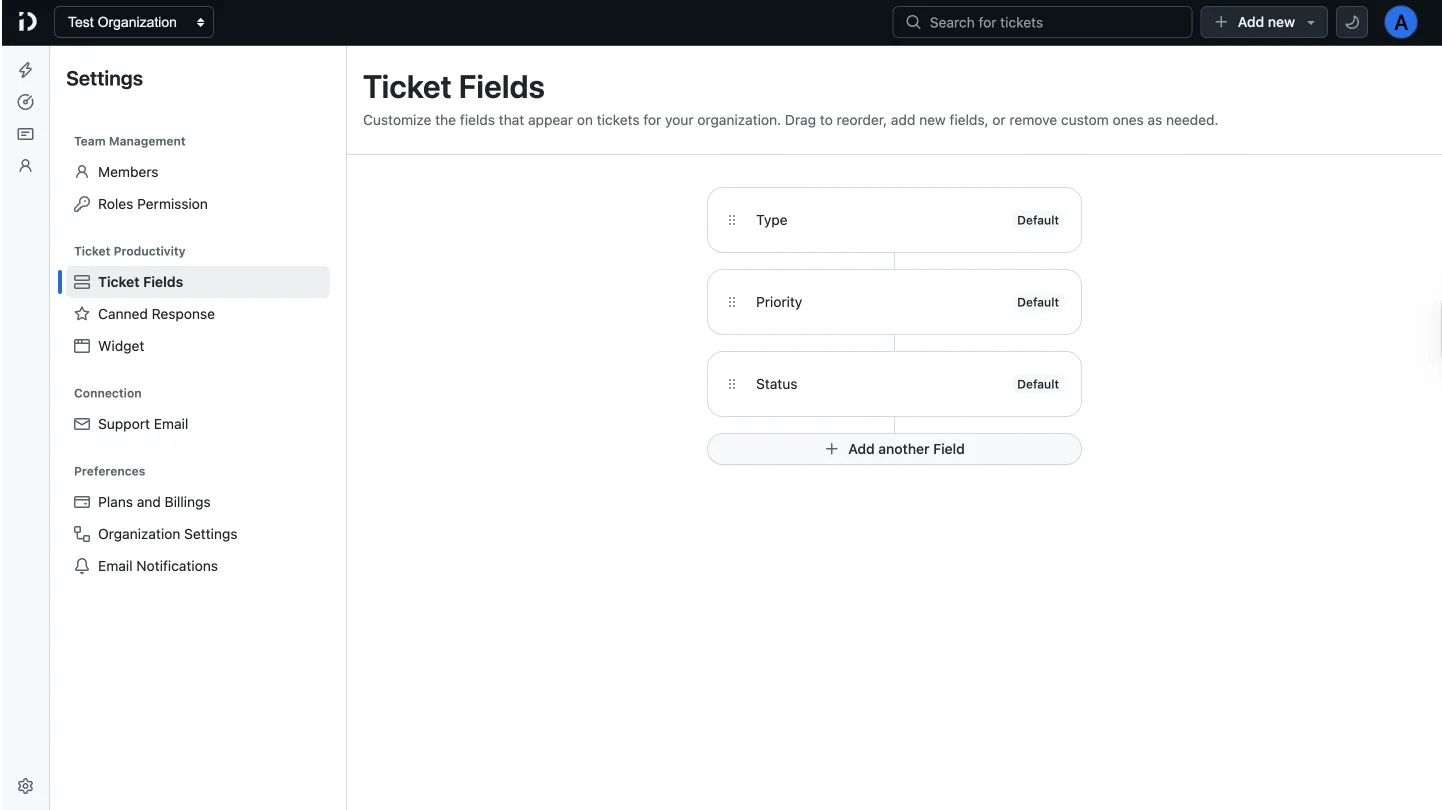 Default Ticket Fields